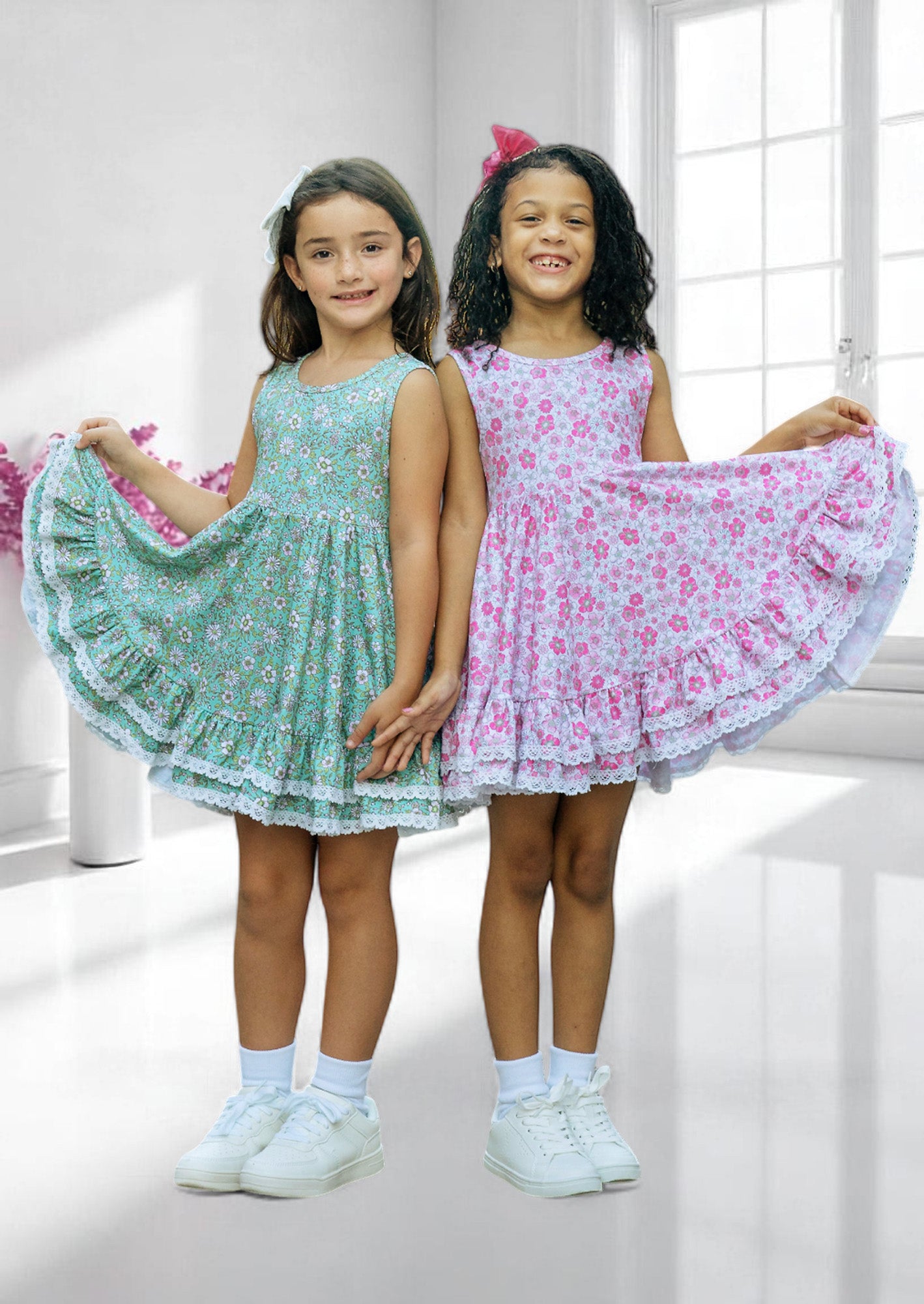 Toddler Girls Pink Print Twirl Dress