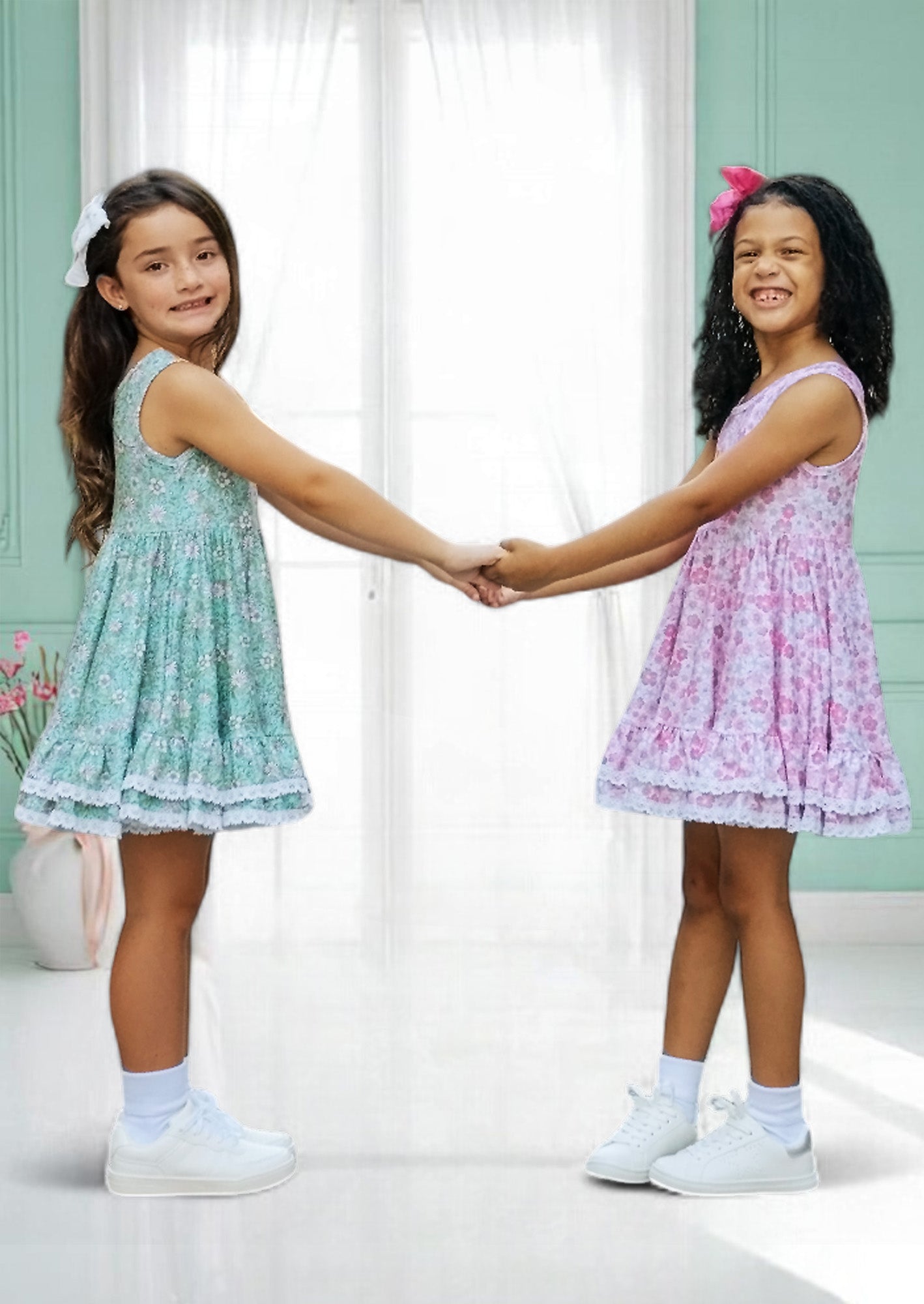 Toddler Girls Pink Print Twirl Dress