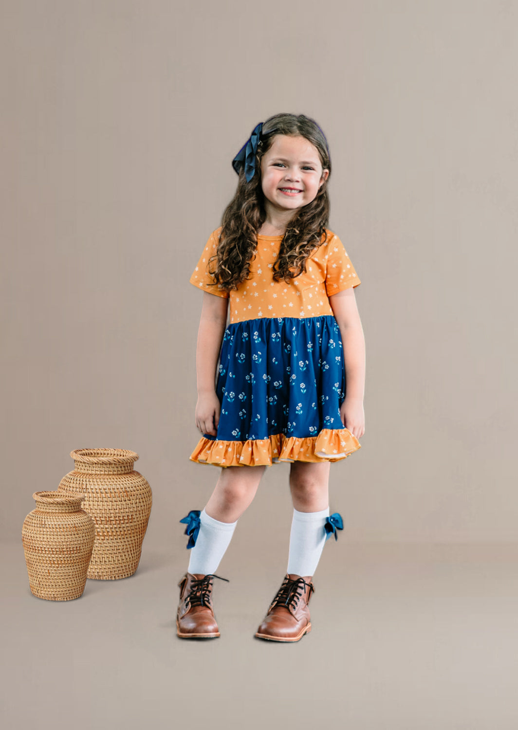 Pippen Twirl Dress | Blue Gold