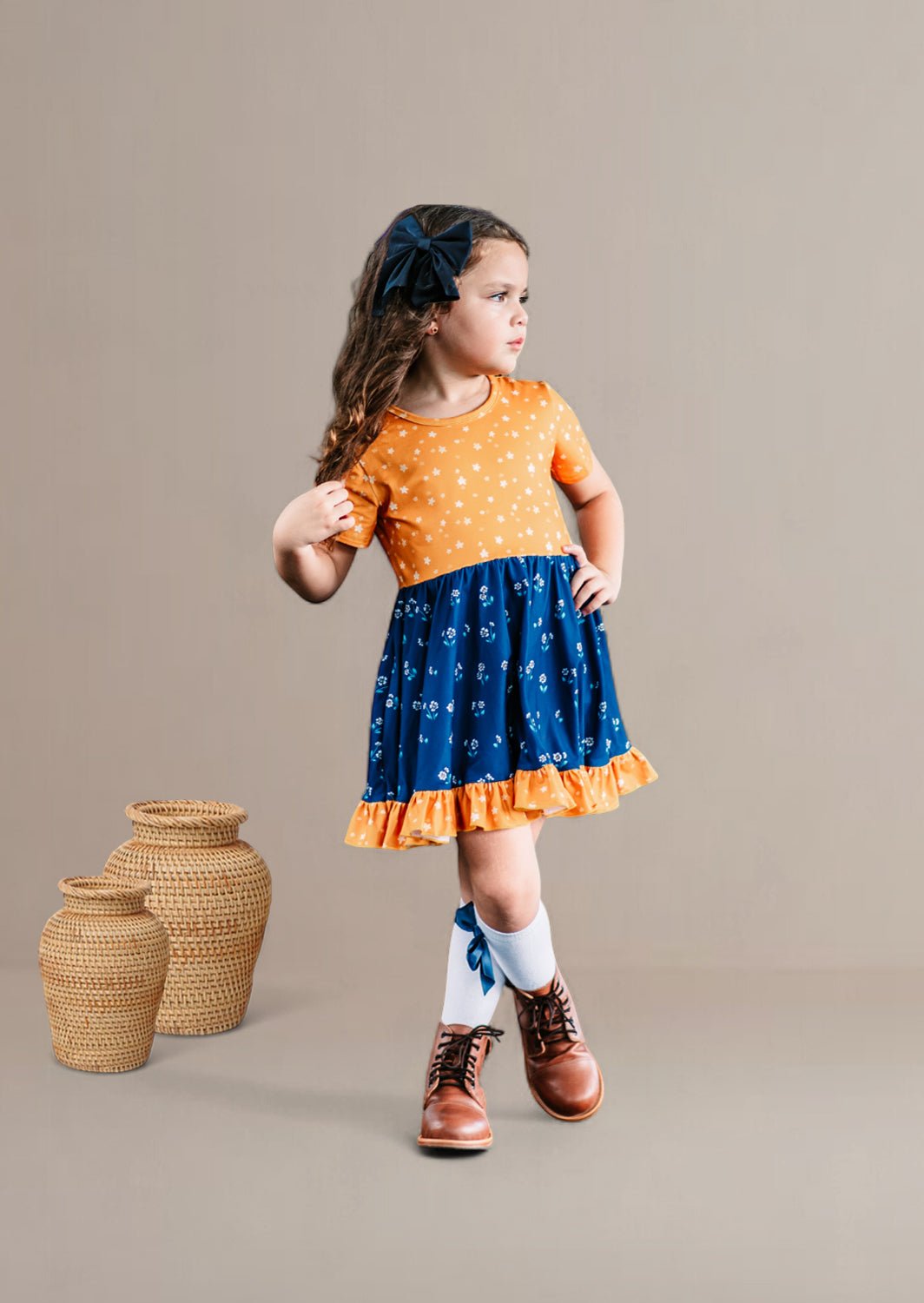 Pippen Twirl Dress | Blue Gold