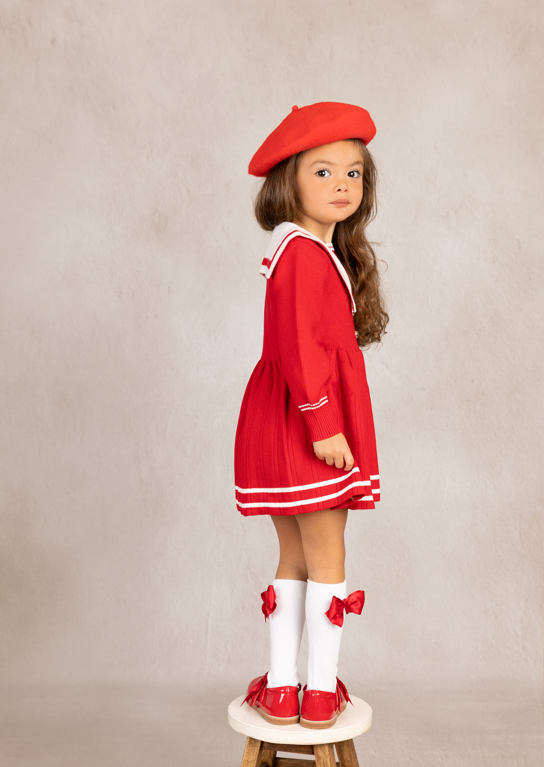 Nora Sailor Sweater Dress | Red