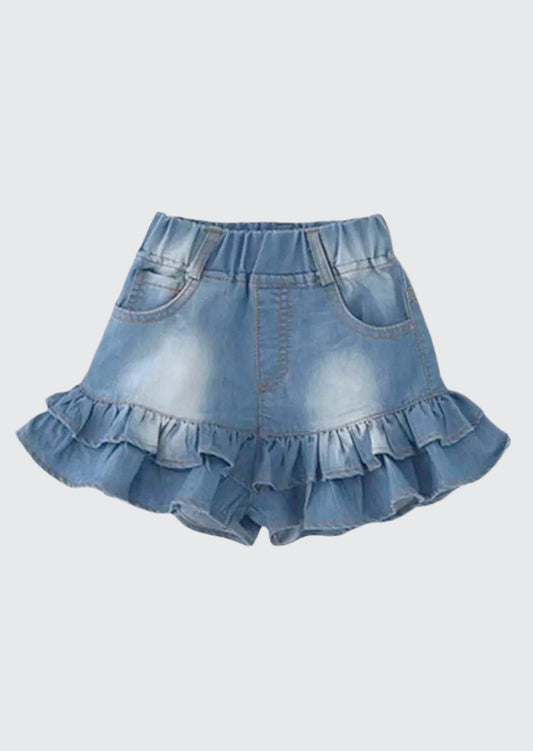 Girls Faded Ruffle Denim Skort