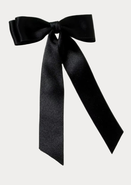 Toddler Girl Satin Ribbon Hair Bow black