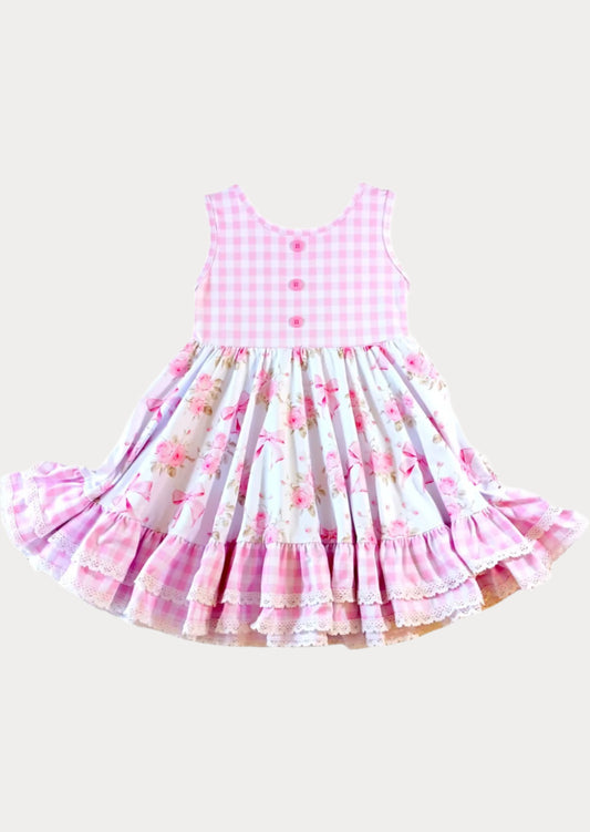 Pink Ribbon Rose Twirl Dress