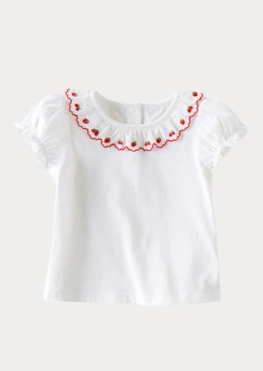 toddler girl Embroidered Strawberries Top