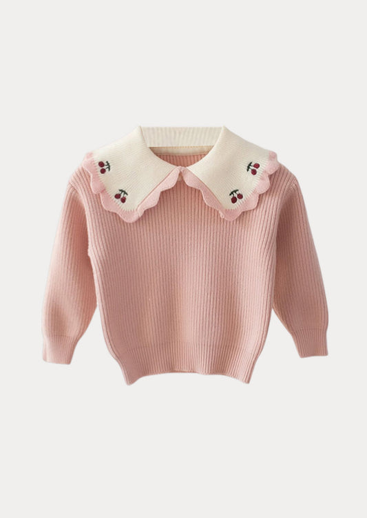 Cherry Collar Pullover | Pink