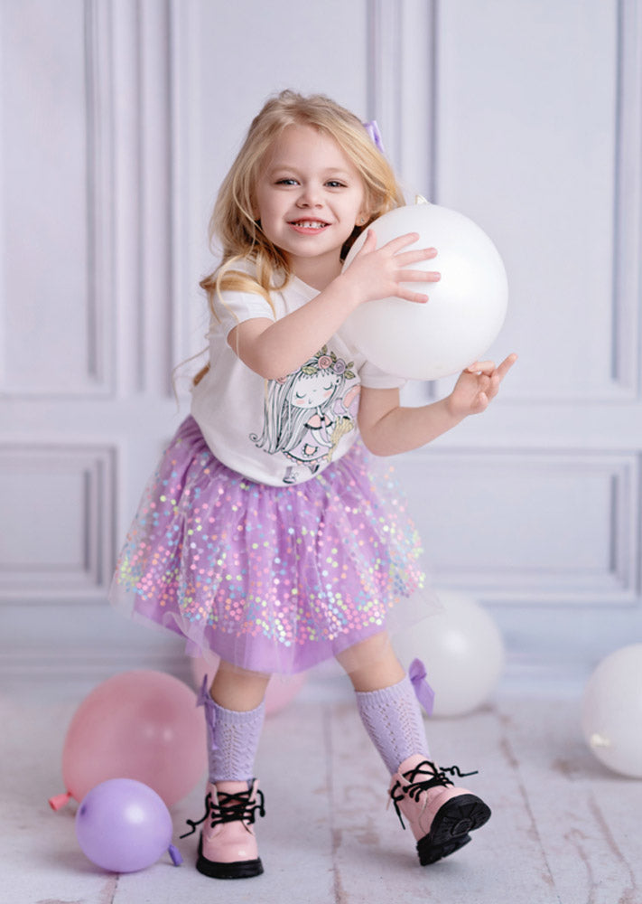 little girl birthday Lavender Flower Sprinkles Tutu Skirt