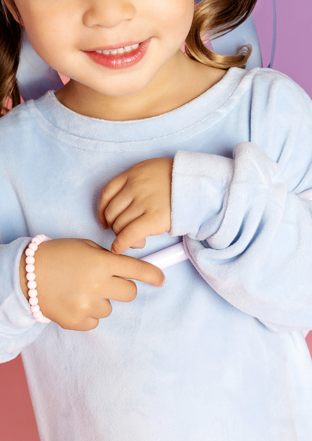 Girls Long Sleeve Velour Sweatshirt In Lt. Blue
