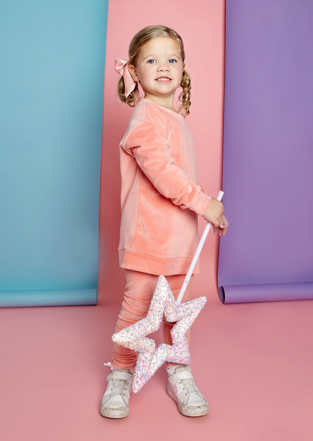 Girls Velour Jogger Pants In Rose Pink