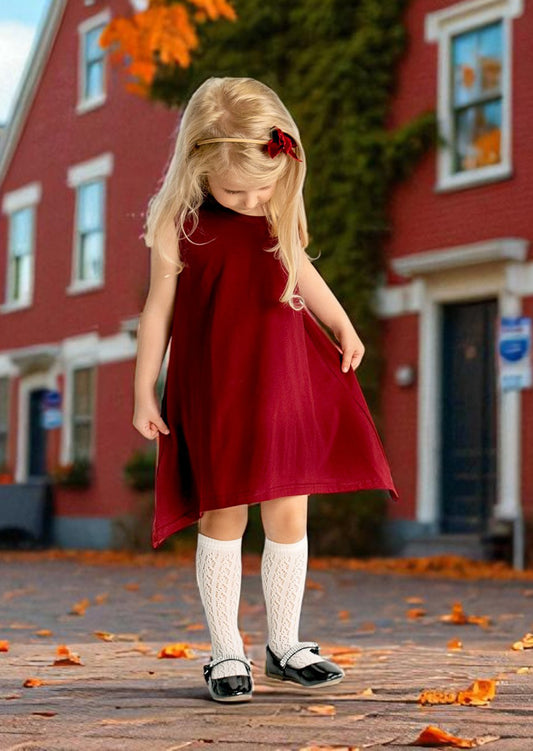 Vertical Hem Dress | Burgundy