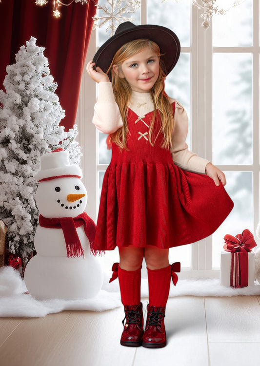 Deep Red Christmas Holiday Sweater Dress