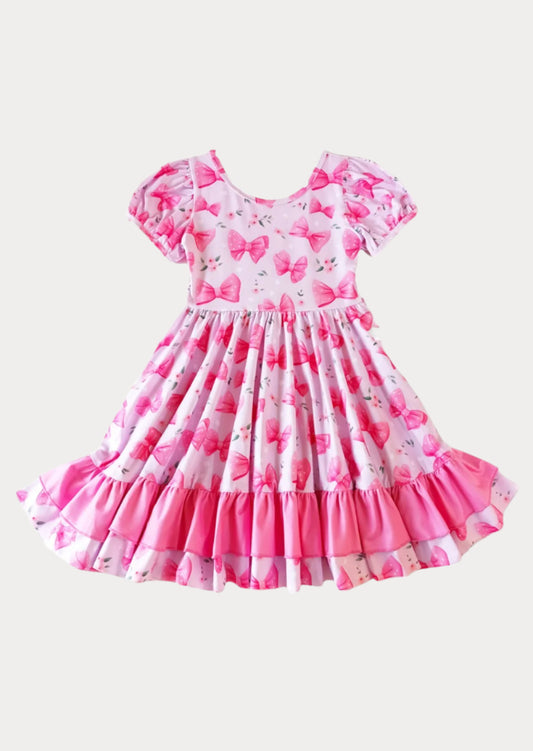 Barbie Pink Birthday Bows Twirl Dress