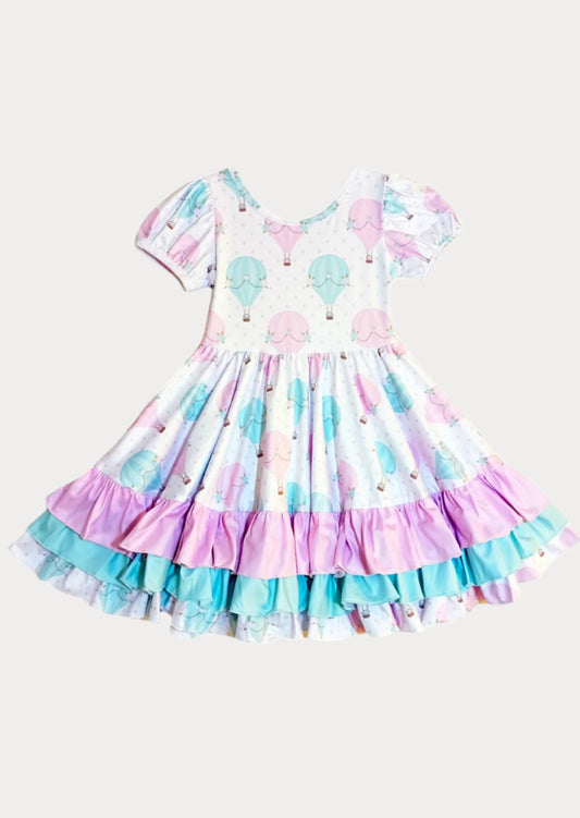 Pink & Mint Balloons Birthday Twirl Dress
