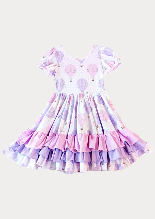 Lavender Balloons Birthday Twirl Dress