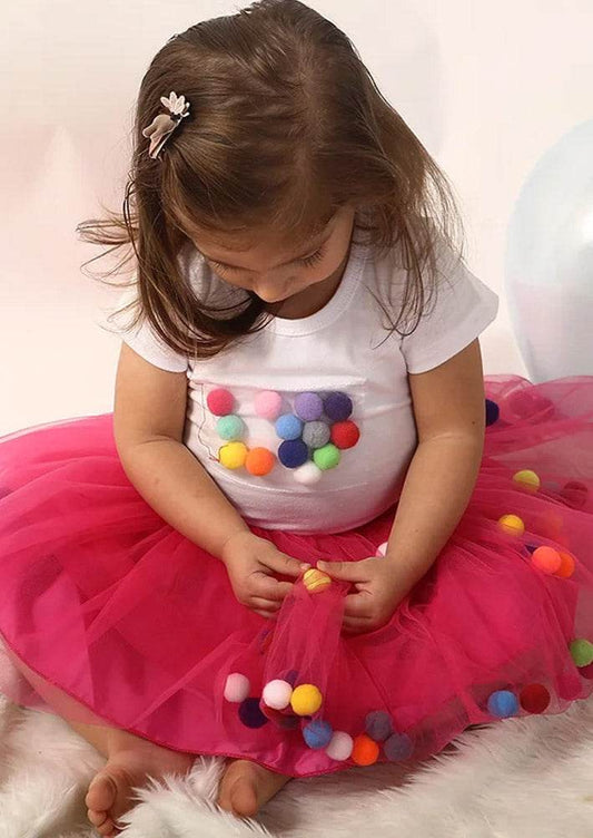 Fuchsia Pom Pom Baby Girl Birthday Tutu