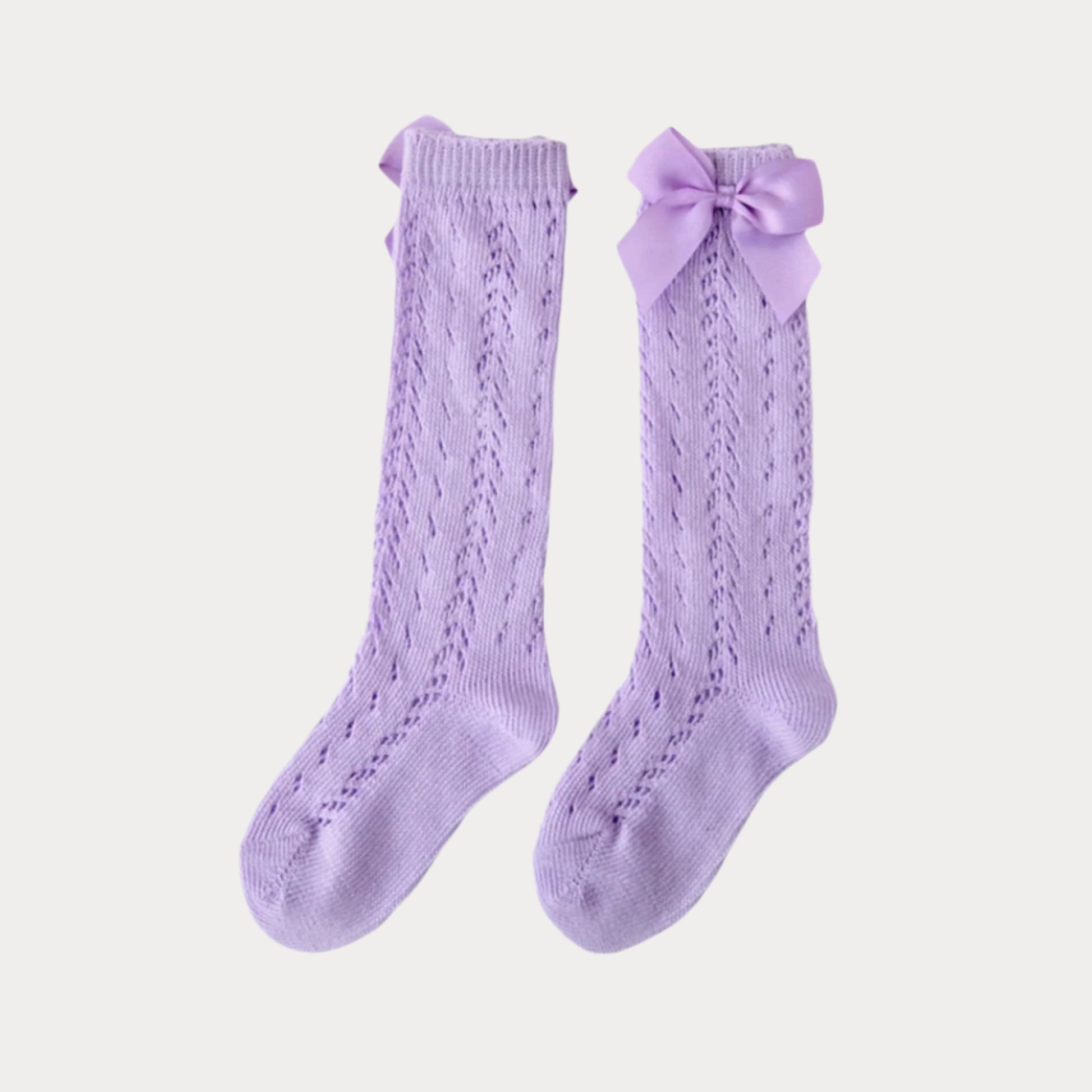 Spanish Knee High Bow Socks Lavender