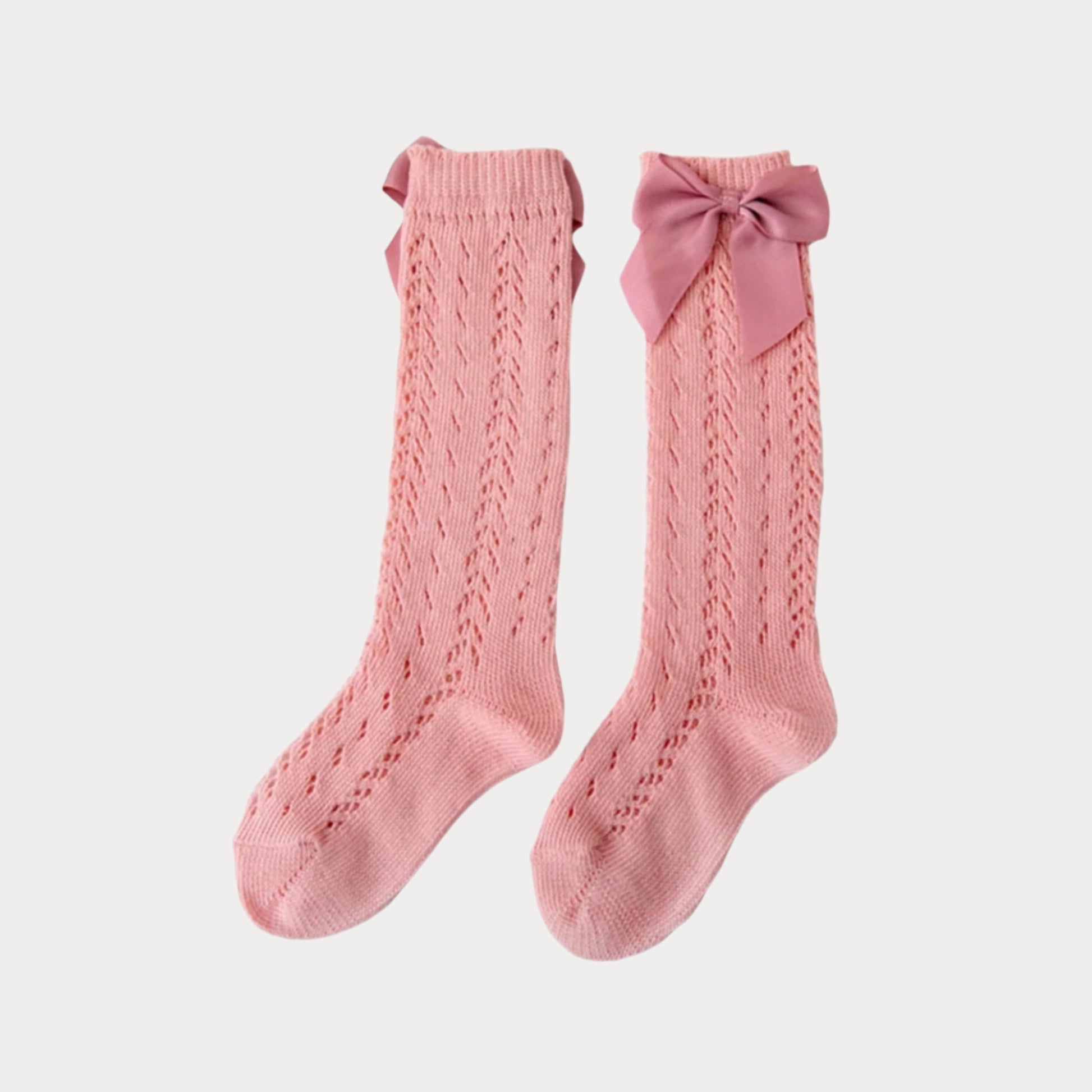 Spanish Knee High Bow Socks Pink