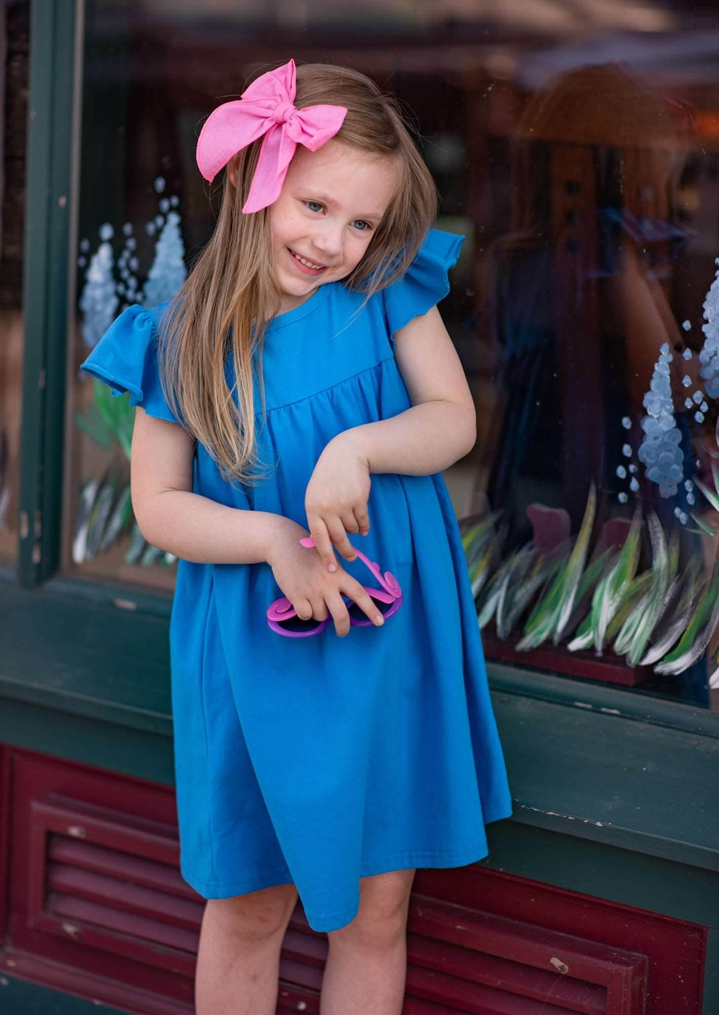 Girls Dress in Medium Blue