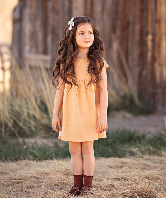 Toddler Girls Desert Sand Country Linen Dress