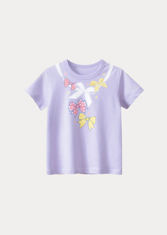 Pastel Bows Tee | Short Sleeve Lavender Pink Yellow
