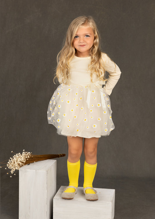 Toddler Girl Yellow Daisy Pullover Dress